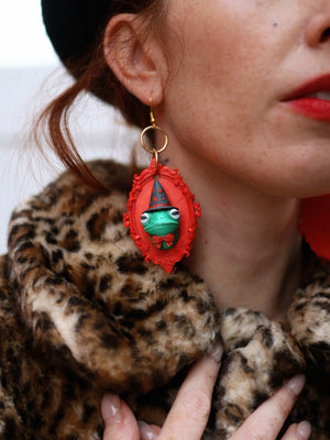 Witch Toad Yule Earrings