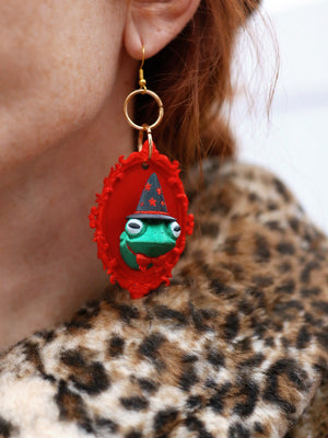 Witch Toad Yule Earrings