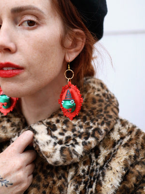 Witch Toad Yule Earrings