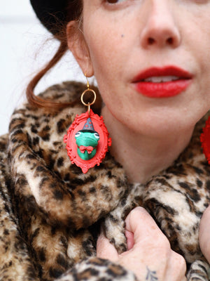 Witch Toad Yule Earrings
