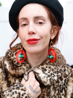 Witch Toad Yule Earrings
