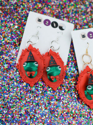 Witch Toad Yule Earrings