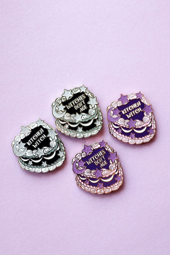 Witches Don't Age Cake Pin