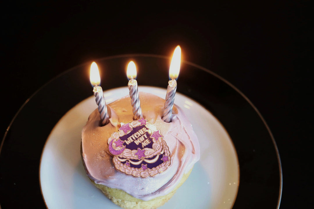 Witches Don't Age Cake Pin