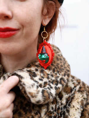 Witch Toad Yule Earrings