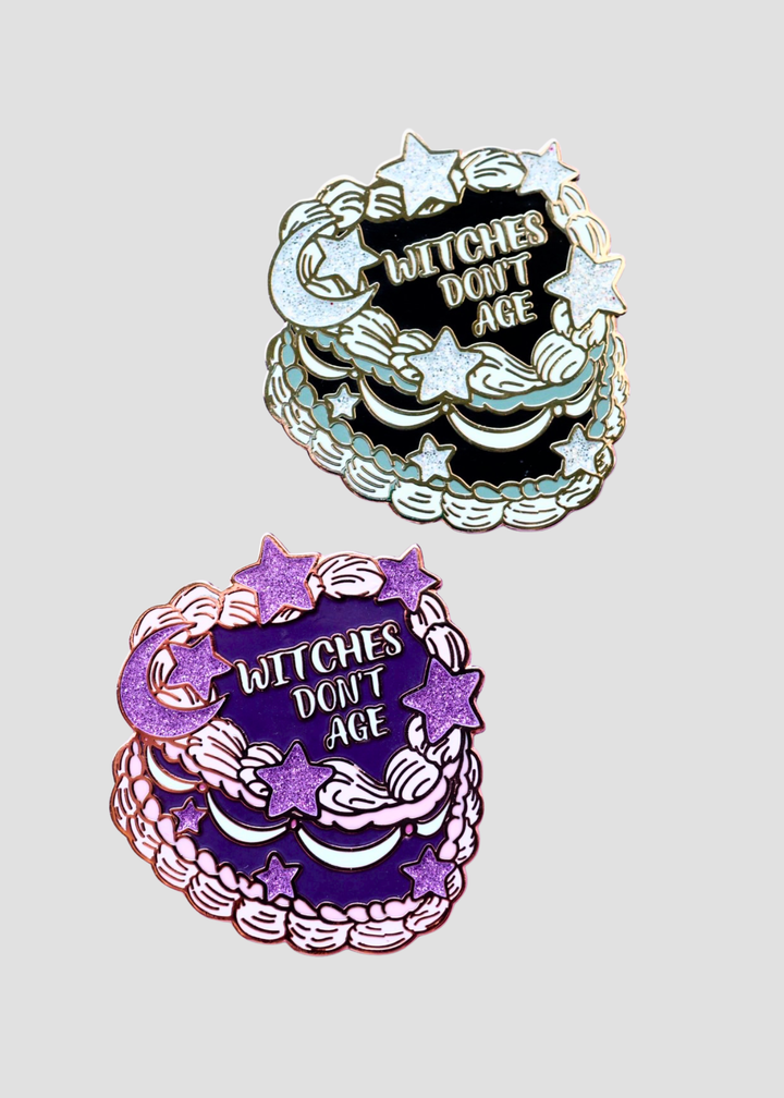 Witches Don't Age Cake Pin