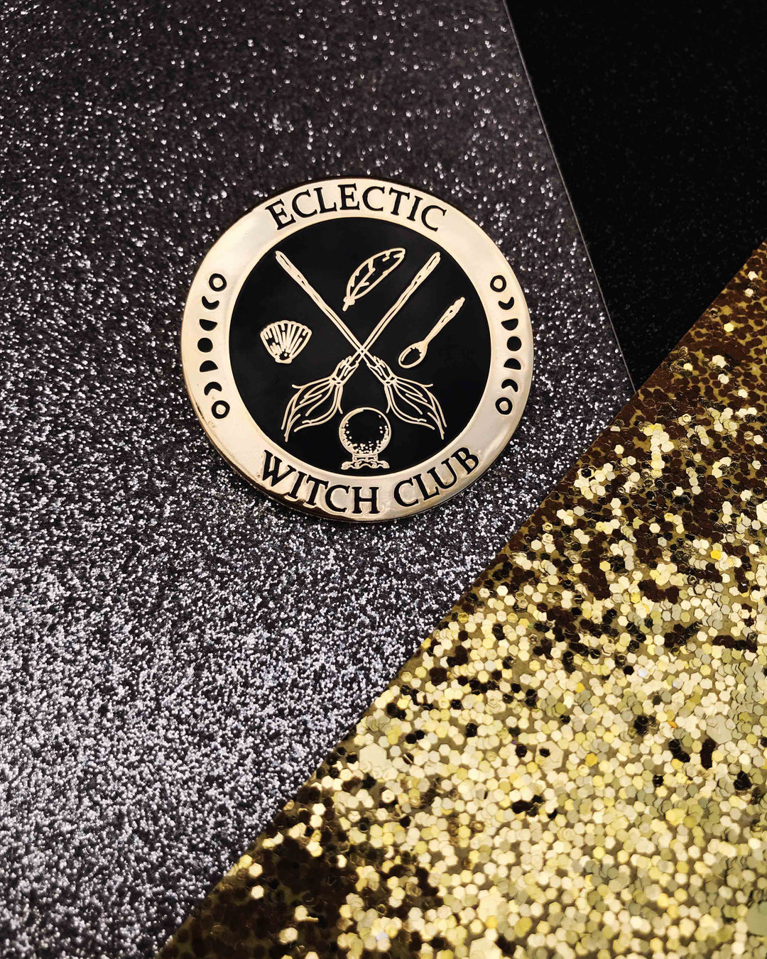 New Witch Riding Broomstick Gold Tone & Silver Halloween Enamel Lapel New Witch Riding Broomstick Gold Tone & Silver Halloween Enamel Lapel