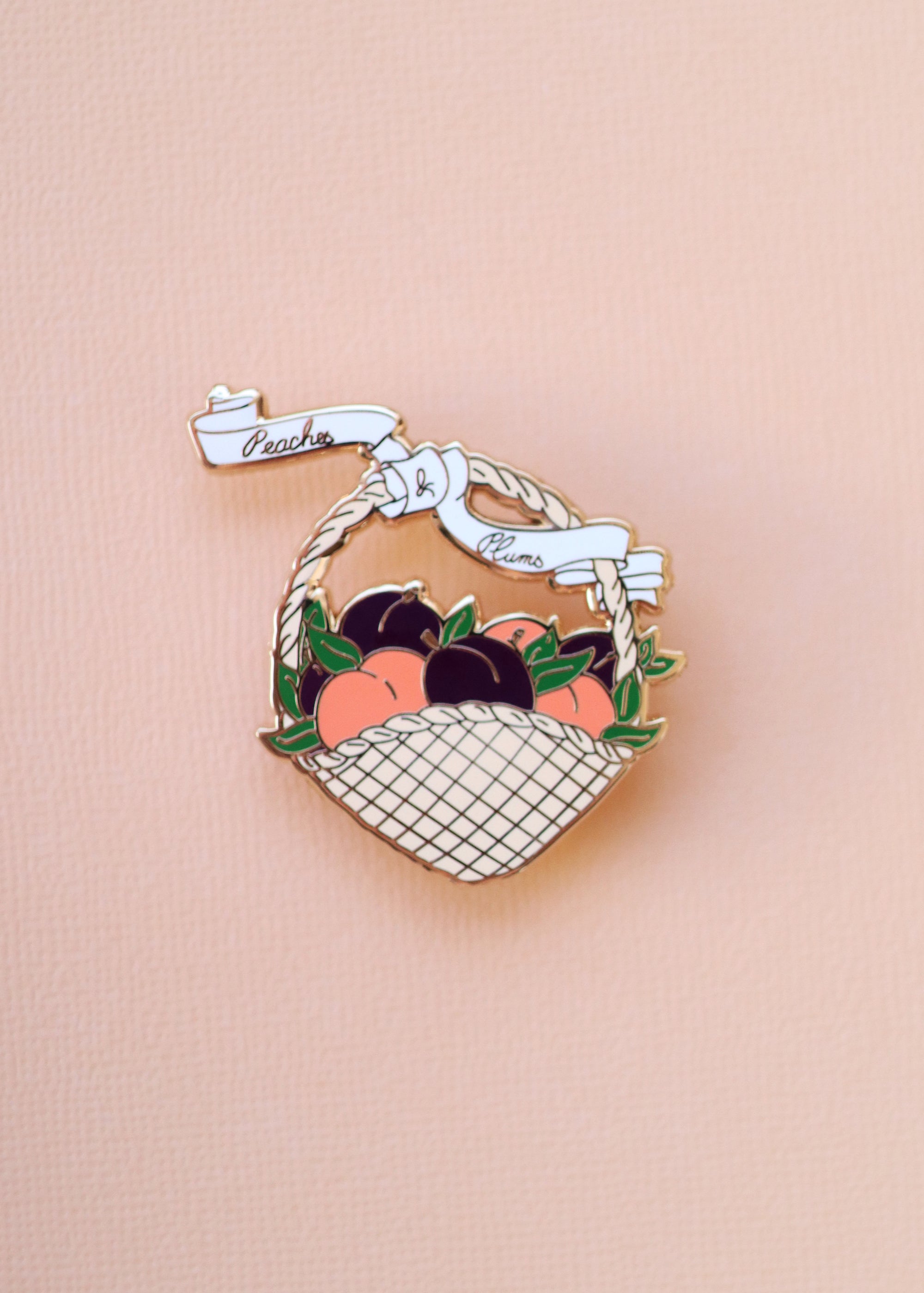 PEACHES AND PLUMS BASKET PIN