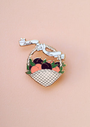 PEACHES AND PLUMS BASKET PIN